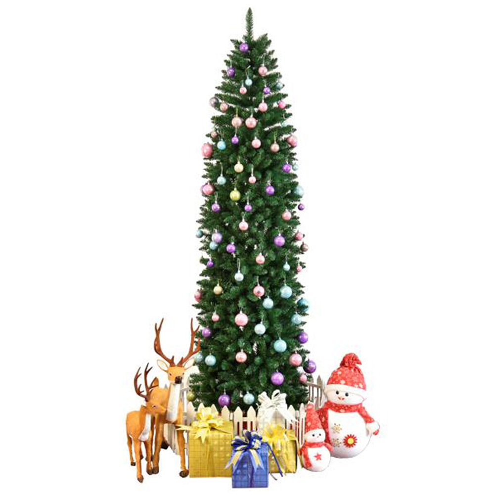[US Direct] 7.5ft Artificial Christmas  Tree Holiday Decoration With Metal Stand For Indoor Outdoor green