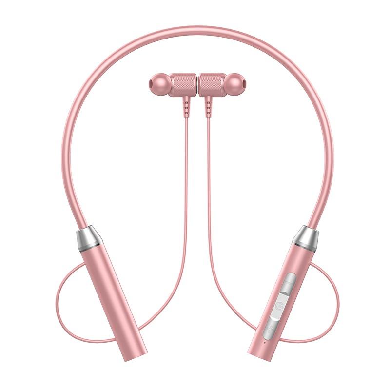 G07 Three-dimensional Neck-hanging  Earphone Pluggable Card Magnetic Absorbing Life-grade Waterproof Bluetooth-compatible Sports Headset G07 [Sakura pink] Blister Box