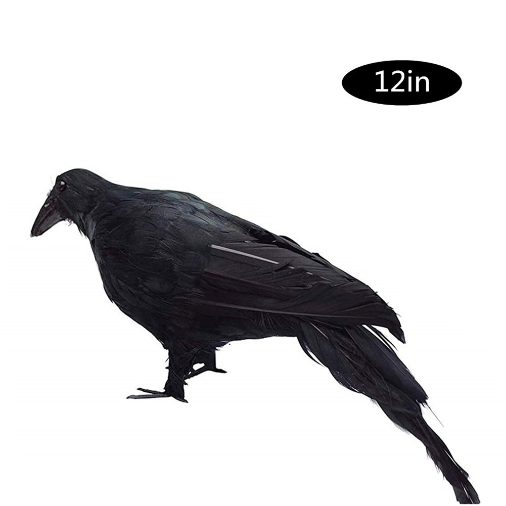 US Black Feathered Crow Extra Large Handmade Realistic Shape Birds For Halloween Living Room Bedroom Decor Extra large 1pc