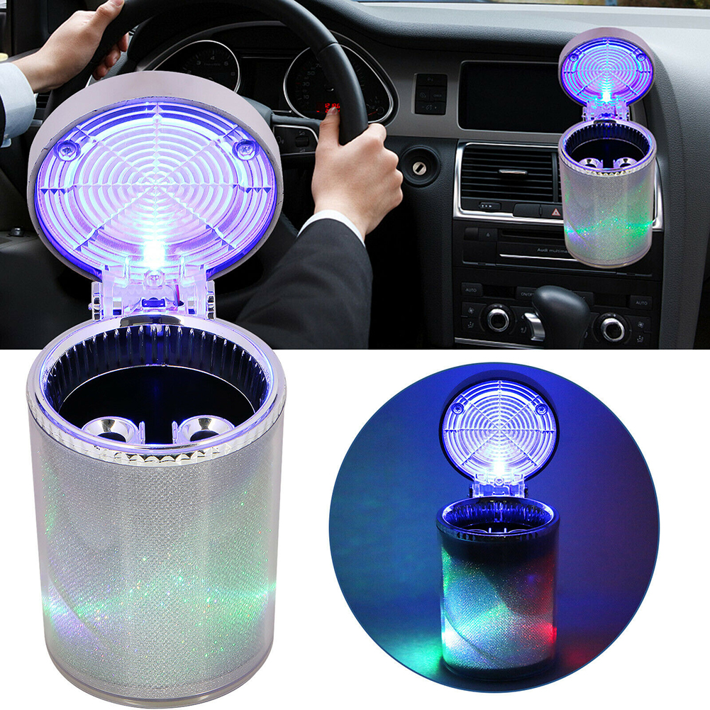 Car Ashtray With Led Light Colorful Portable Detachable Ashtray Container Air Outlet Cigarette Holder Storage Cup Car Supplies As shown