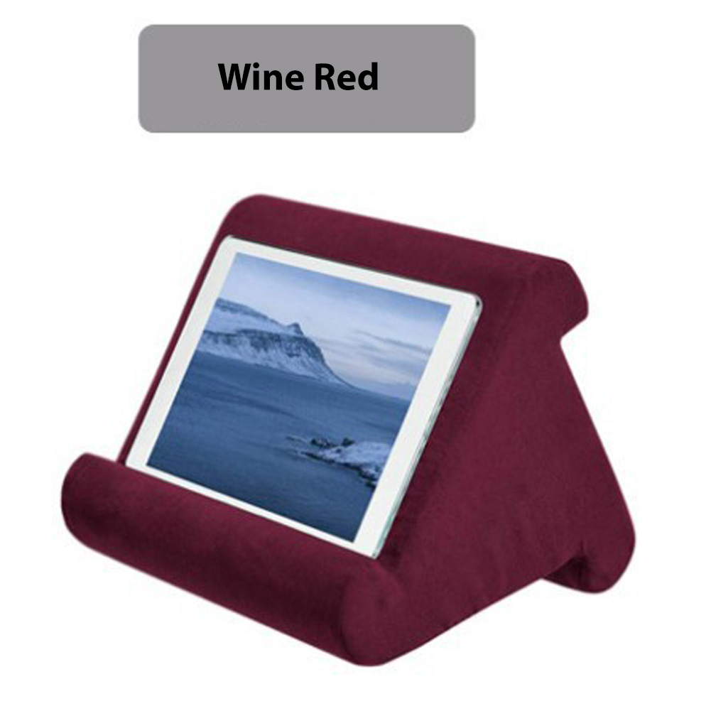 Multi-Angle Pillow Tablet Read Holder Stand Foam Lap Rest Cushion for Pad Phone Red wine_Without net bag