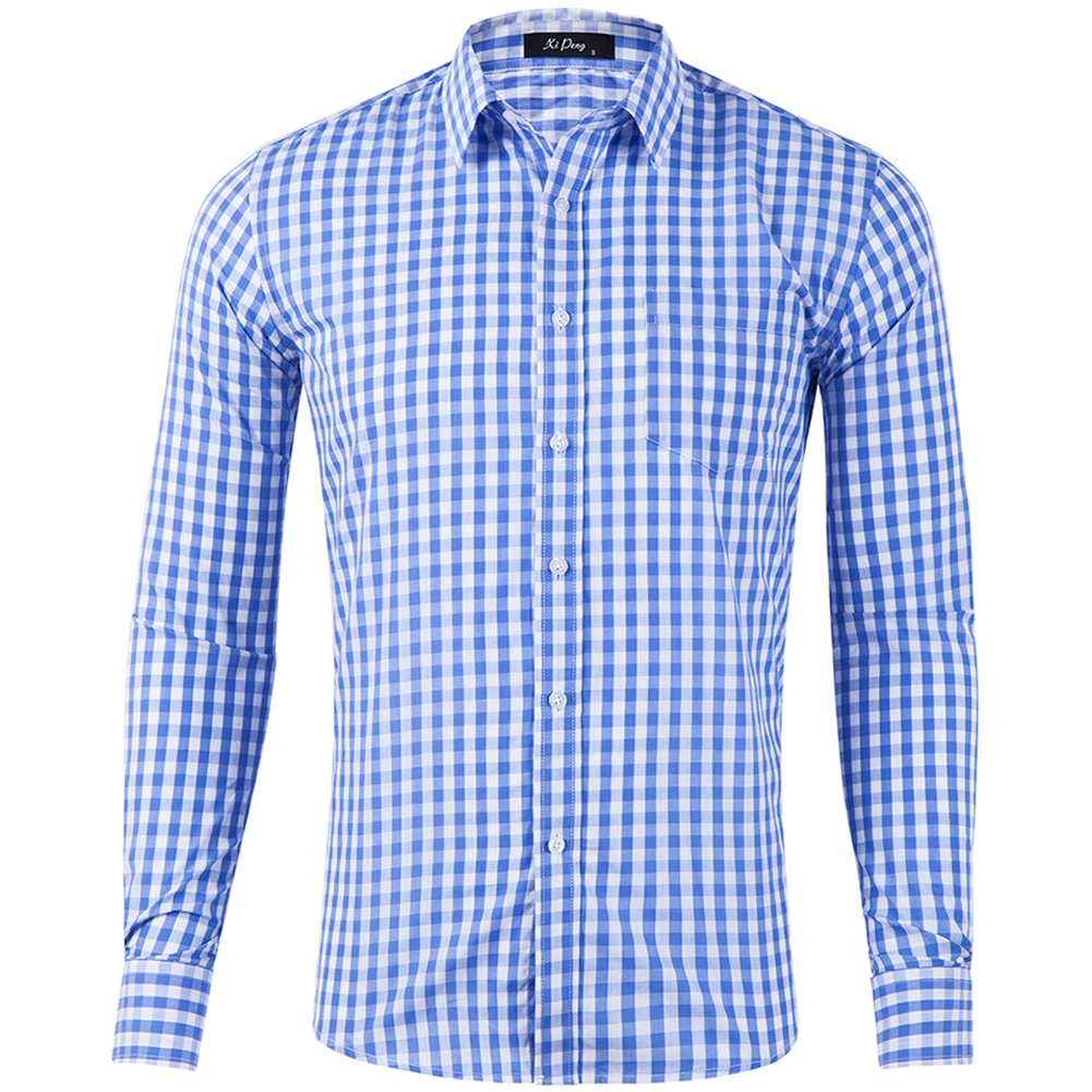 Men Plus Size Lapel Tops Classic Beerfest Plaid T-Shirt Long Sleeves Shirt