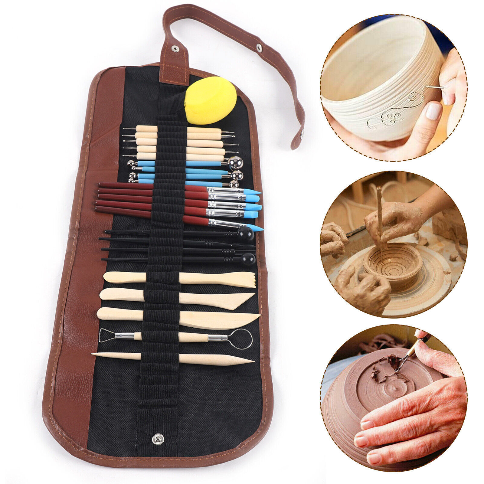 Clay Tools 24pcs Clay Sculpting Tools With Ball Shaped Pen Wooden Carving Knife Ceramics Carving Polymer Clay Tool Supplies Kit For Art&Craft Clay Tools 24-Piece Set