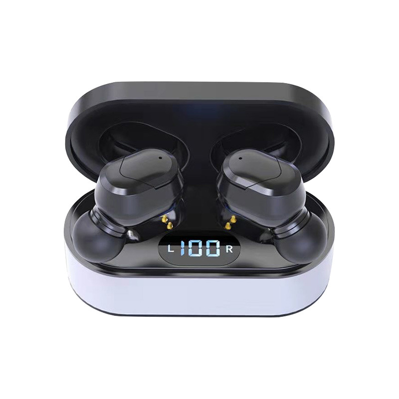 Wireless Headphones Bluetooth 5.0 TWS Headset LED Battery Indicator Mini In-ear Sports Running Earphone black