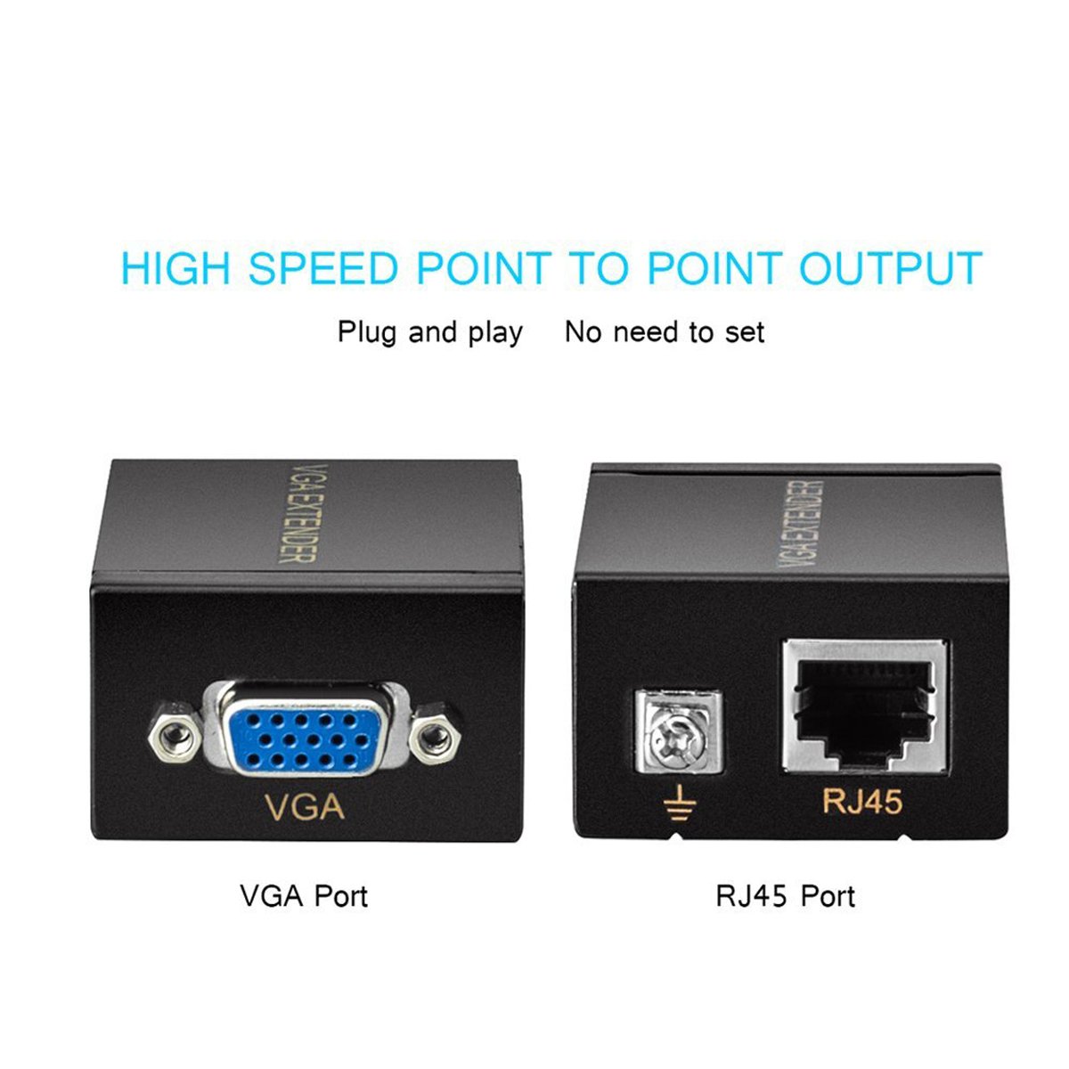 VGA Signal Extender Repeater Adapter Over RJ45 Cat6 Network Cable 60M