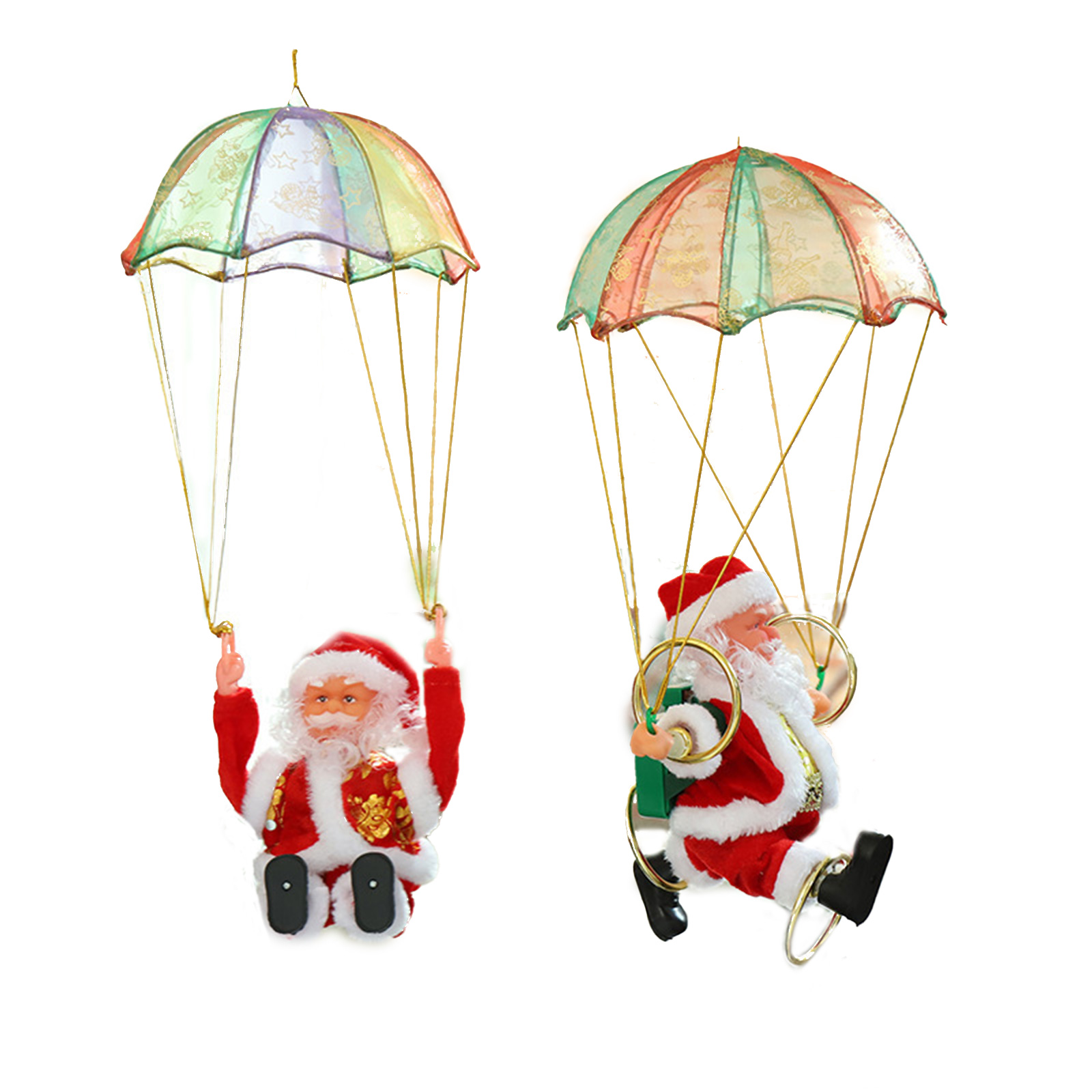Climbing Santa Electric Toy Christmas Gift Novelty Doll Funny Toys For Children New Year Christmas Party Toy Four circle parachute santa
