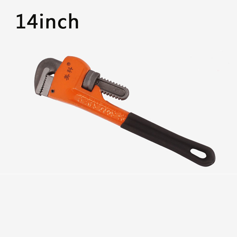 Heavy Duty Straight Pipe Wrench 8in/10in/12in/14in Plumbing Wrenches Universal Adjustable Pipe Clamp Pliers Plumber Spanner Tool 14 inch heavy duty pipe wrench