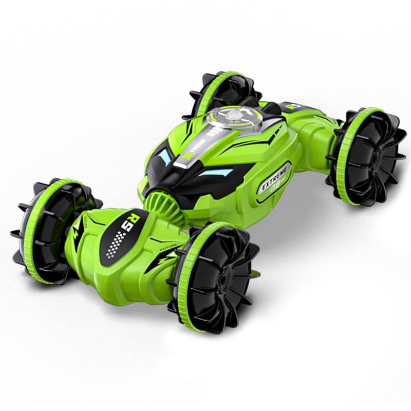 Q150 2.4GHz RC Stunt Car 1:16 4WD Amphibious Double-sieded Off-Road Climbing Remote Control Twist Car For Boys Gifts green