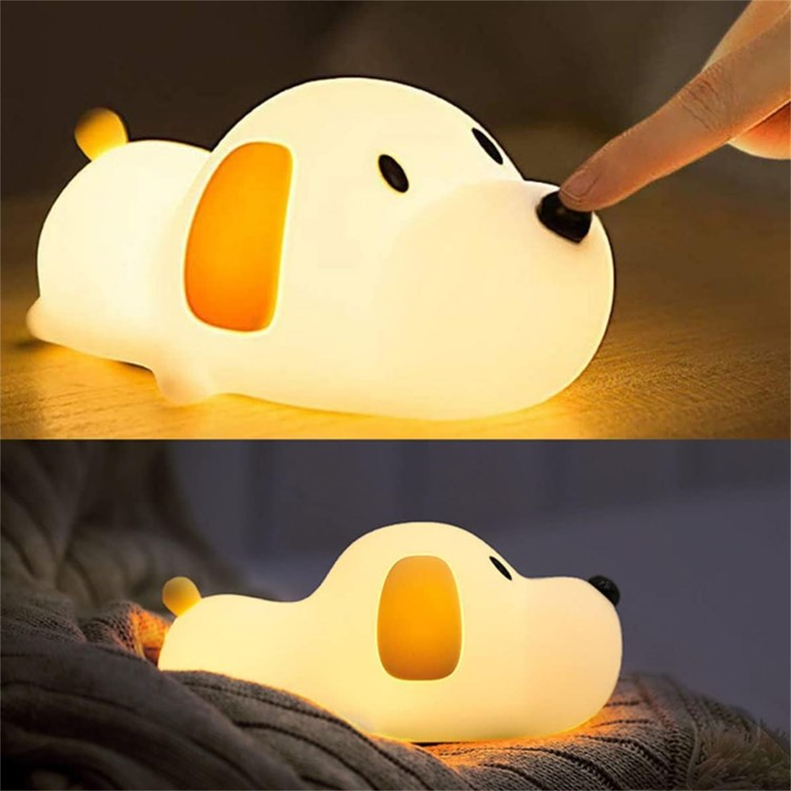 1.5W LED Lying Flat Dog Night Light With 30/60 Min Timer 2700-6500K Portable Dimmable Adjustable Brightness Bedside Lamp