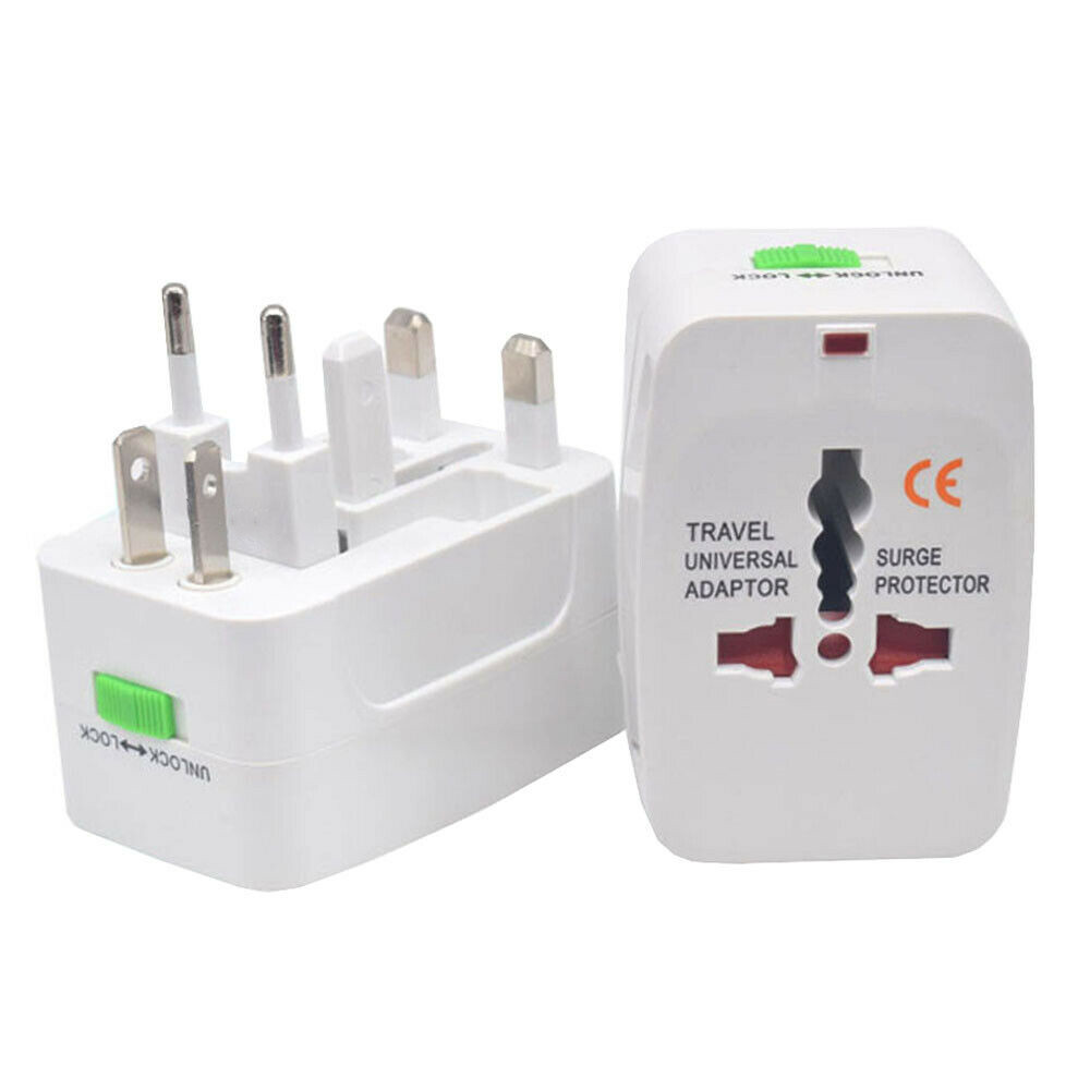 Universal Worldwide Adapter Electric Socket AU UK US EU Plug Adaptor Travel Wall Charger AC Power Option 2 USB Charging Port International Plug Adaptor white no