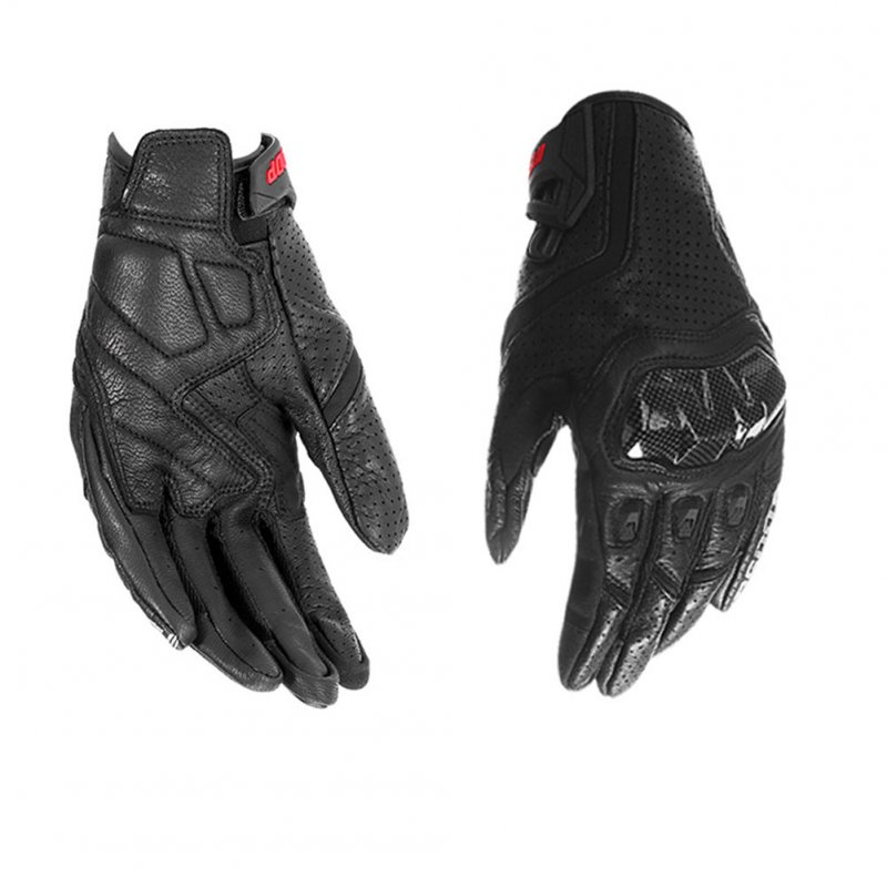 Motorcycle Full Finger Gloves for Men Women Breathable Gloves Riding Protective Gear Black Red M
