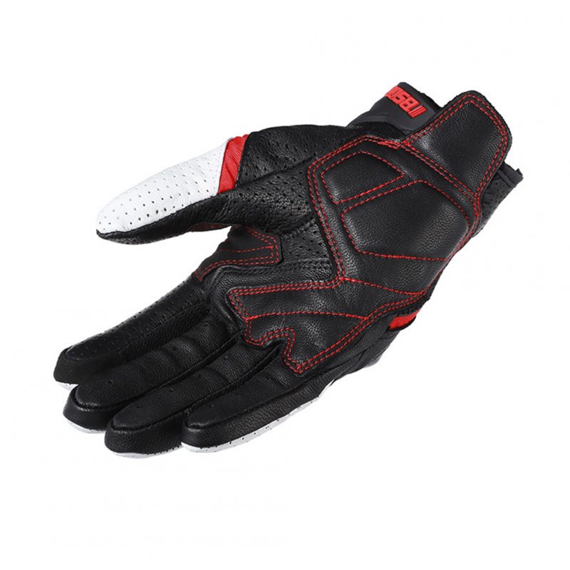 Motorcycle Full Finger Gloves for Men Women Breathable Gloves Riding Protective Gear Black Red M