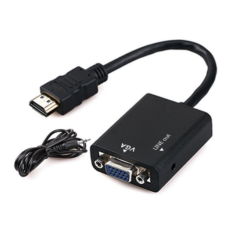 3 In1 HDMI Male to VGA Adapter Convertor Cable + Micro HDMI to HDMI + Mini HDMI to HDMI with Audio Output  Black