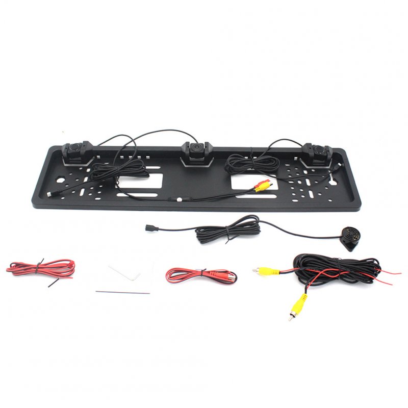 Eu Europe Car License Plate Frame Rear View Camera Car Parking Sensor Kit black