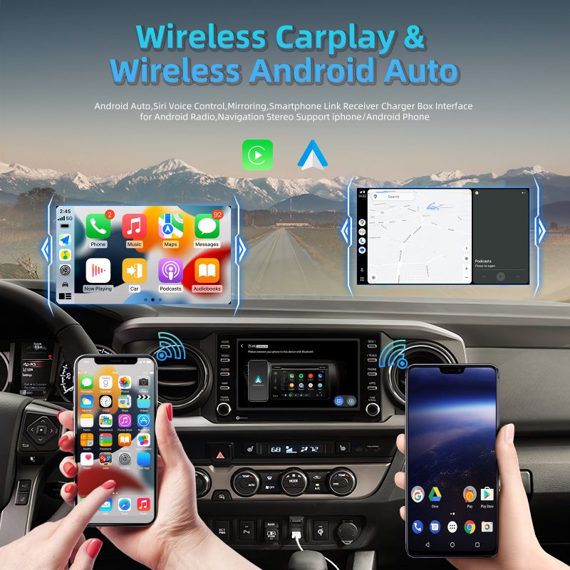 Android 13.0 Wireless Adapter Compatible for Carplay Android Auto External Module 