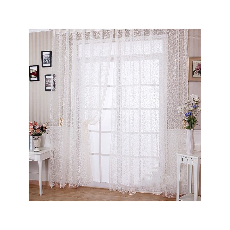 [EU Direct] 1 PCS Soft Black Translucidus Window Curtain of Modern Style Home decoration choice-White