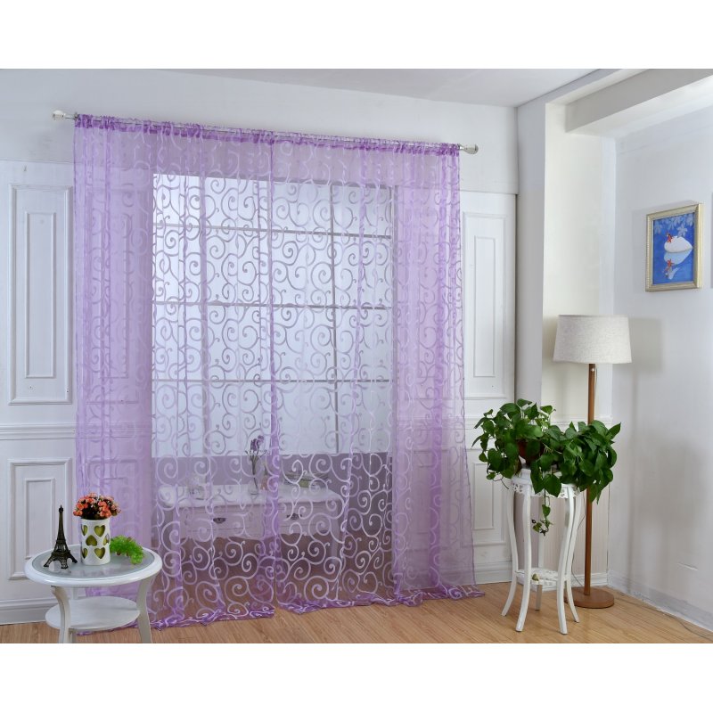 [EU Direct] 1 PCS Soft Purple Translucidus Window Curtain of Modern Style Home decoration choice
