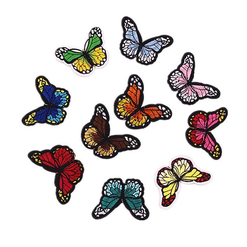 EU 10 Colors Butterfly Patches for Clothing Iron on Embroidered Appliques Summer Clothes Fabric Badges DIY Apparel Accessorie