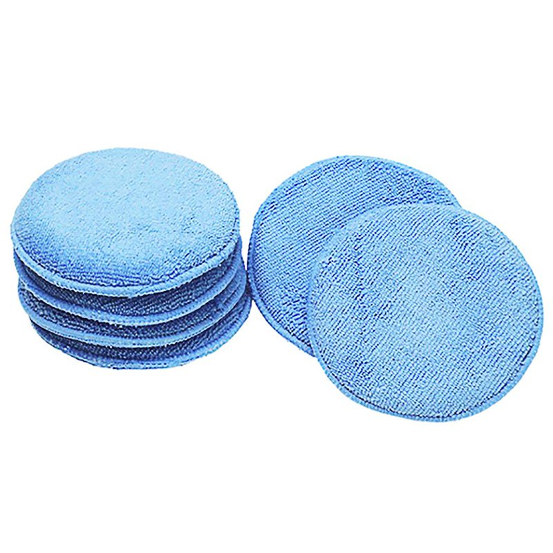 [EU Direct] 12.5cm Ultra-soft Round Microfiber Wax Applicator Pads for Car Polish, Light Blue Light blue