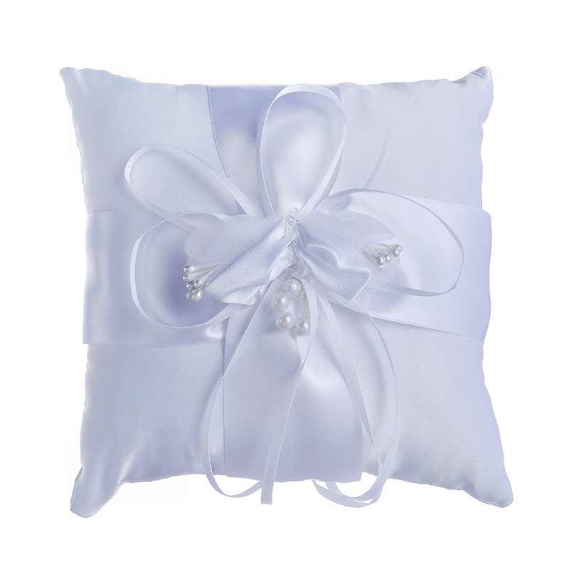 [EU Direct] 15*15cm Lovely Flower Buds Wedding Bridal Ring Pillow Cushion Bearer White Wedding Accessories