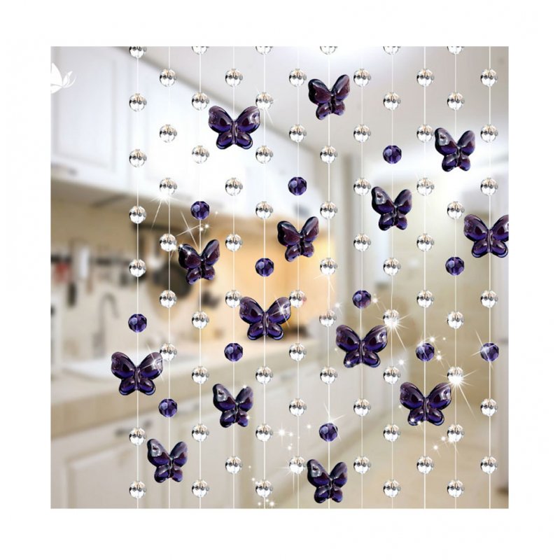 EU 1m Glass Crystal Beads Chain Curtain Window Passage Wedding Backdrop Violet Butterfly 1pcs