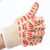  EU Direct  1pc Heat Resistant Anti Steam Oven Glove with Non slip Red Silicone Grip for Cooking Baking Grilling Free Size F