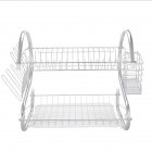  EU Direct  2 Tier Dish Drying Rack Rust proof Treatment Dish Rack Utensil Holder For Kitchen Counter Top Silver