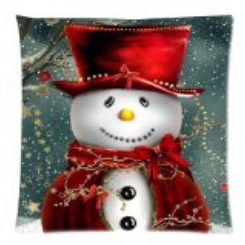 [EU Direct] 2014 New Arrival Christmas Snowman Custom Zippered Square Pillowcase 18x18 (one side) Cushion Cover Case Pillow18-874