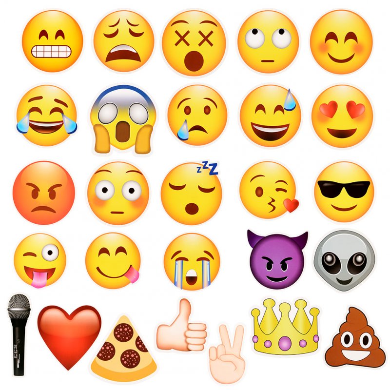 [EU Direct] 27pcs Emoji Photo Booth Props Party Supplies, Birthday Gift Photobooth Decor, Kids Funny Mask for Wedding Favors Holiday Baby Shower