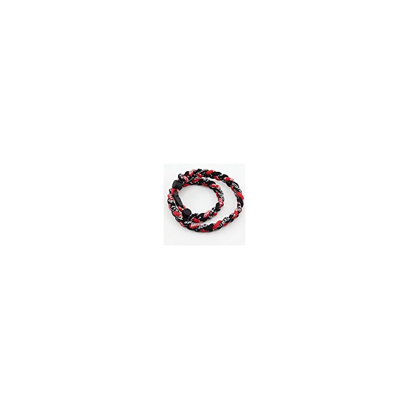 EU 3 Rope 20` Titanium Ionic Sports Necklace Baseball Softball Soccer Braided Twist(Black/Black/Red)