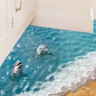 [EU Direct] 3D Blue Sea Floor Sticker Beach Wall Sticker Waterproof Removable Mural Decals for Home Decoration