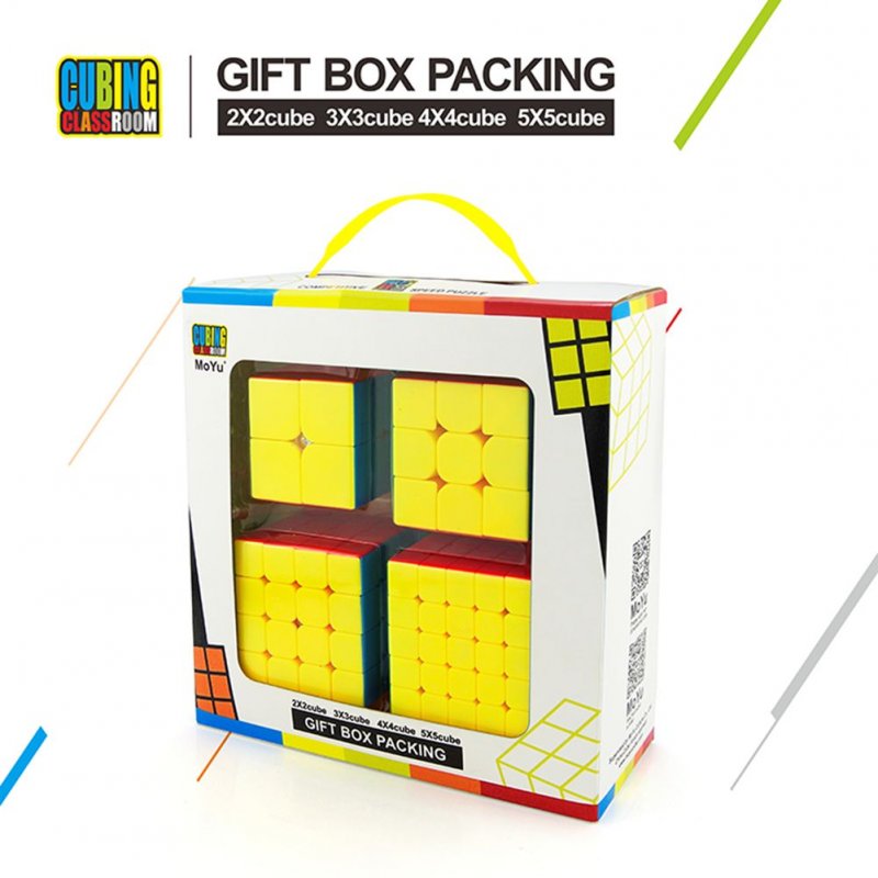 [EU Direct] 4Pcs Speed Cube Brain Teaser Gift Box Set 2x2 3x3 4x4 5x5 Stickerless Puzzle Magic Cube
