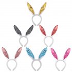 [EU Direct] 6 Pack Soft Plush Bunny Ears Hairbands Sequins Rabbit Headbands for Easter Party Decoration