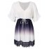  EU Direct  AMZ PLUS Women Plus Size Casual V neck Contrast Lace Trim Summer Dress