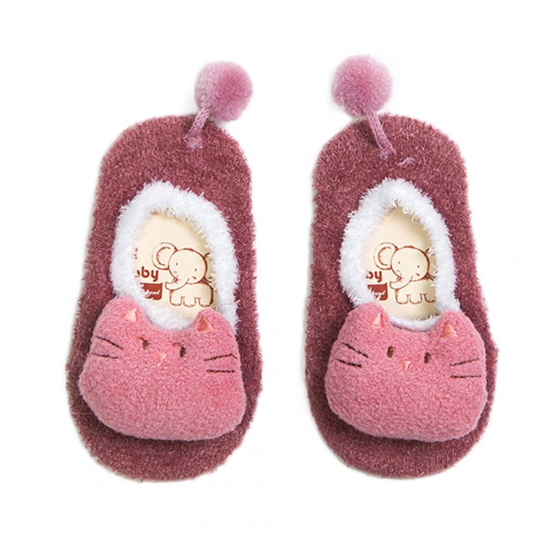 EU Baby Winter Thick Warm Feather Yarn Non-slip Floor Socks with Three-dimensional Cartoon Doll