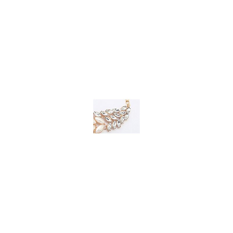 [EU Direct] Bestpriceam Lady Fashion Pearl Rhinestone Crystal Chunky Collar Statement Necklace