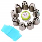 [EU Direct] Cake Decorating Supplies Russian Piping Tips 11-Pcs Sets(9 Russian Tips,1 Disposable Pastry Bag 1 Tri-Color Coupler)