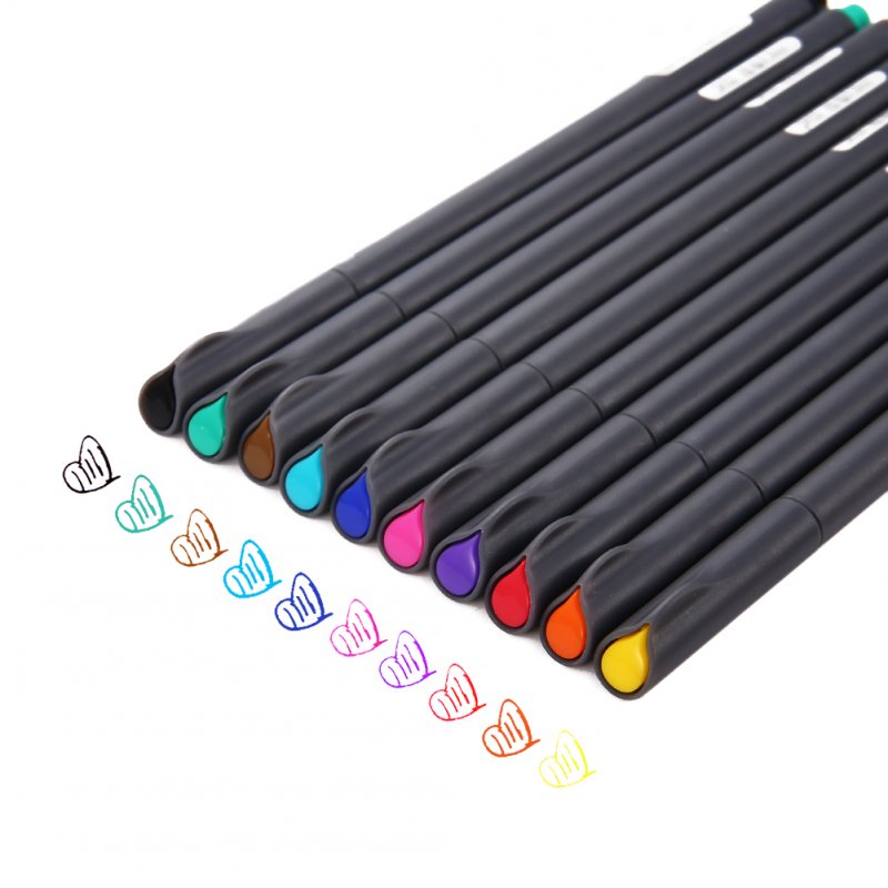 EU Color Pen Set 0.38 mm Fine Line Drawing Pens Perfect for Coloring Book and Bullet Journal Art Projects 10 Vibrant Colors I