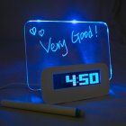 [EU Direct] Computer HIGHSTAR Blue LED Luminous Message Board Digital Alarm Clock with 4-Port USB Hub Temperature Calendar