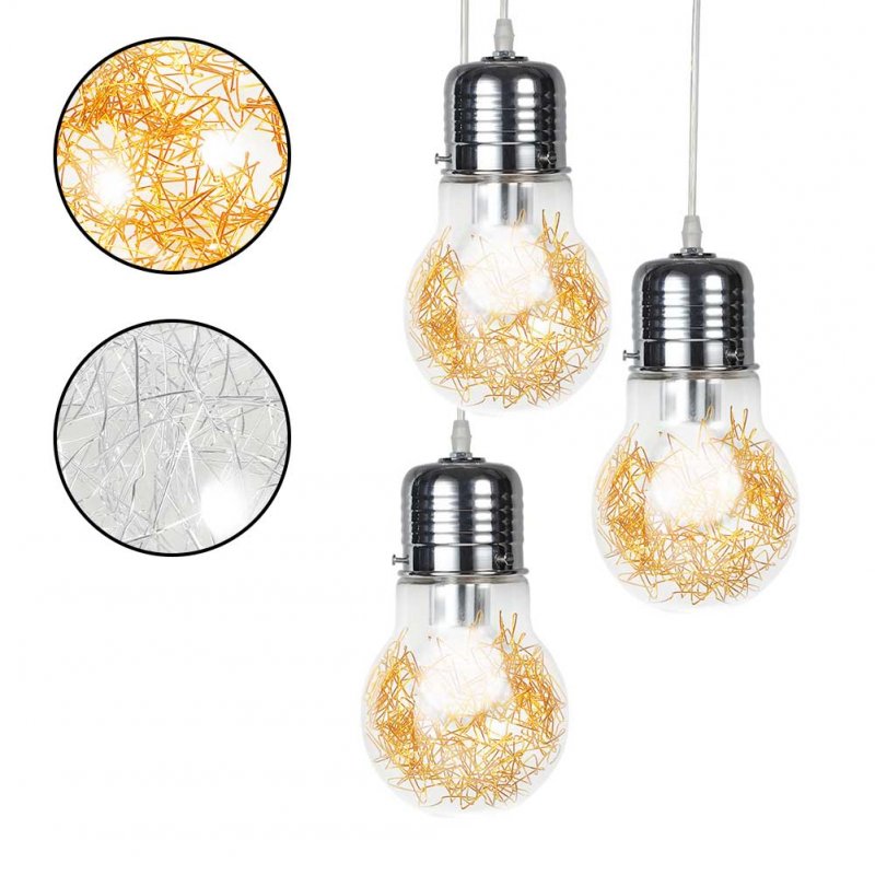 [EU Direct] Creative Pendant Lights Vintage Glass Big LED Bulb Chandelier Bar Warehouse Ceiling Lamp S Golden
