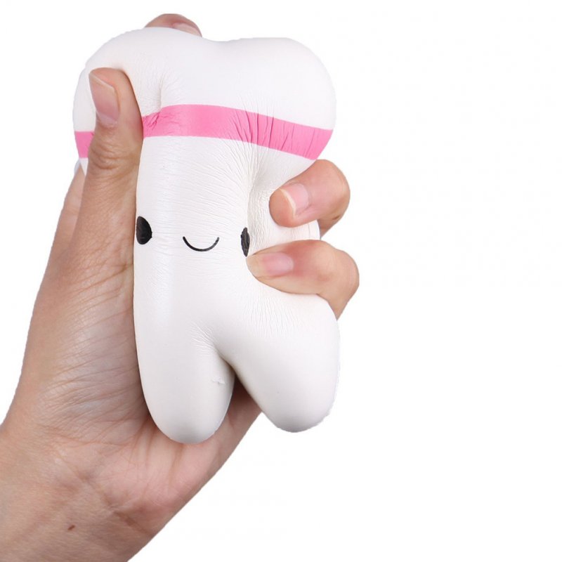 [EU Direct] Cute Slow Rising Cartoon Tooth Toys Soft Squishy Pendant Toy Stress Anxiety Reducer Creative PU Vent Toy Pink