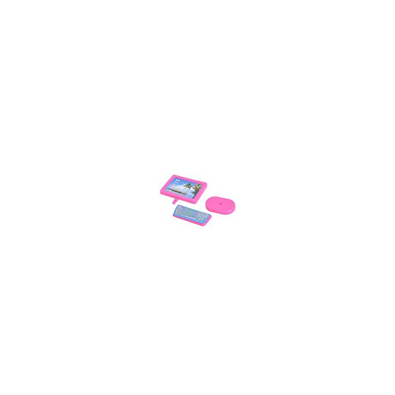 [EU Direct] E-TING Dollhouse Miniature Pink Modern Piece Computer Furniture doll