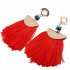 EU Direct  Exaggerate Women Ethnic Vintage Earrings Long Fringe Earrings Handmade Chinese Jewelry Tassel Earrings E0196 Red