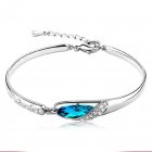 [EU Direct] Fashion Womens 925 Sterling Silver Crystal Bracelet Bangle