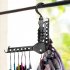  EU Direct  Folding Clothes Hanger Space Saving Dual Hanger with Hook Wardrobe Closet Organizer Rack black
