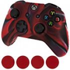 EU Generic New Silicone Cover Case Skin Controller & Grip Stick Caps for Xbox One(camouflage Red Black)