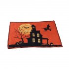  EU Direct  Halloween Yarn dyed Jacquard Table Flag Castle Bat Tablecloth Placemat Home Decorations Placemat 33   46cm