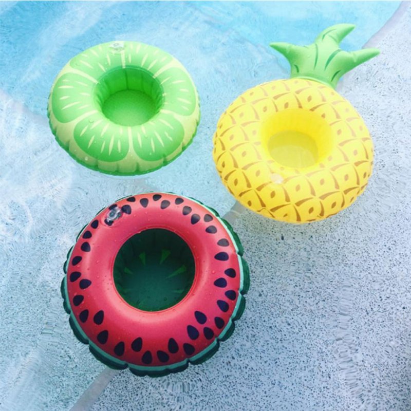 EU Inflatable Pool Float Drink Holder Watermelon Lemon Pineapple Shape Cup Holder for Kids Bath Pool Parties