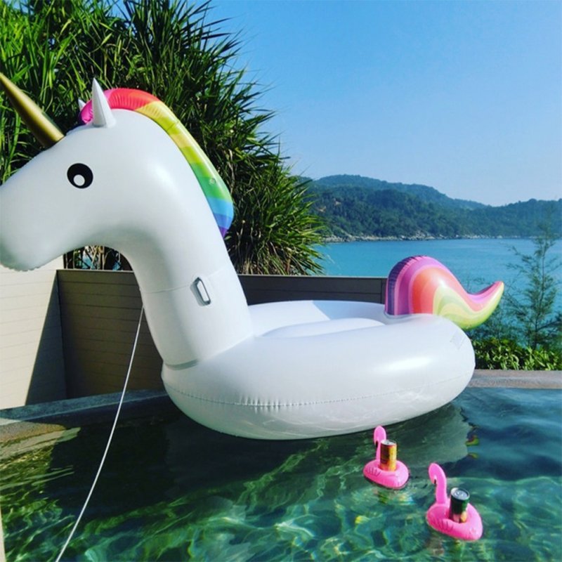 EU Inflatable Unicorn Pool Float, Medium Party Tube Raft, Outdoor Swimming Pool Floatie Lounge Toy for Adult Womens & Kids