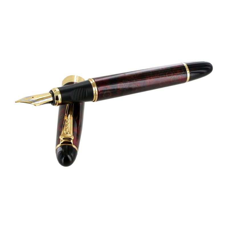 EU Jinhao X450 Dark Red Fountain Pen Gold Trim Medium Nib